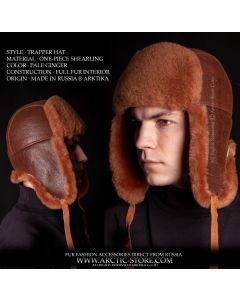 shearling trapper hat pale ginger sheepskin full fur men