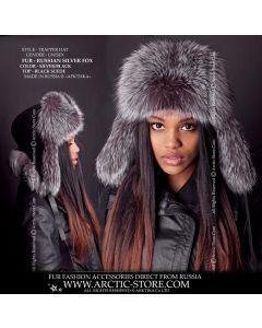 WOMEN’S TRAPPER HAT · SILVER FOX · LEATHER