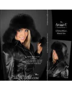 Women’s Bomber Hat · Black Fox Fur · Leather · Poms