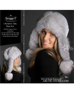 Women’s Bomber Hat · Natural Polar Fox Fur · Leather · Poms