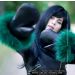 Emerald Green Raccoon Trim Leather Fur Mittens