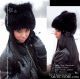 Black fox wig - Fur wig beanie for women