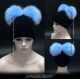 sky blue pompoms hat