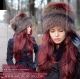 Luxury fox chapka - Women's green red fur hat - arctic-store