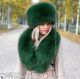 green fox fur set - emerald hat and collar