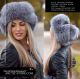 Trapper russian ushanka fur leather hat, silver/grey fox, light toning
