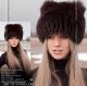 Wig knitted, fur hat, blue fox dyed brown arktika arctic store