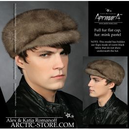 Mink flat cap Mink Fur Newsboy Cap Mens Winter Hat Handmade Real Classic  main image 2