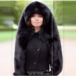 Women's fur stole 160cm - black fox collar / arctic-store – Arctic