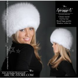 Cerulean Gray Mink Fur and White Shadow Fox Hat Fur hat made from mink and fox fur 533 - A&A Vesa Shearling  main image 3