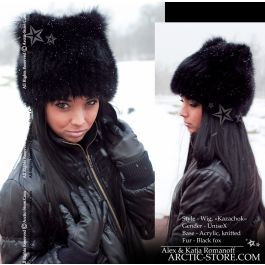Original Kazachok style fur wig in black fox for women – Arctic Store