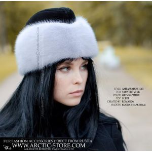 Ambassador fur hat - Sapphire blue mink cap - arctic-store