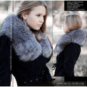 Grey fox collar - fox fur scarf - arctic-store