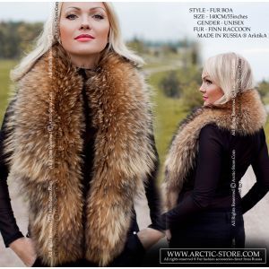 Russian raccoon collar - long fur boa / arctic-store
