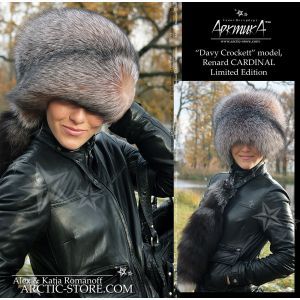 hunter's hat with tail - davy crockett fox hat - arctic-store
