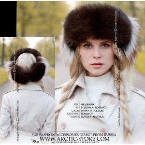 Original Designer/'s Ladies Fur headband headwrap in red and arctic white fox