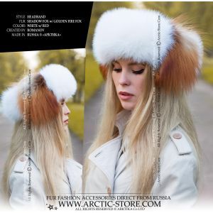 fashion fur headband - white gold fox headwrap