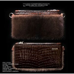brown fur bag - mink clutch