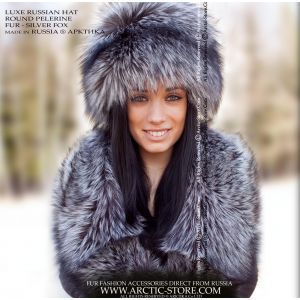 silver fox hat and collar - silver fox fur set - arctic-store
