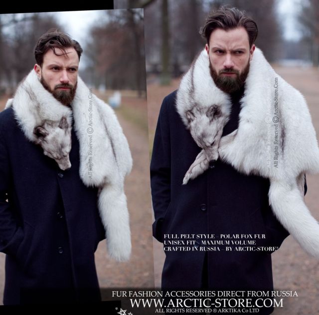 Polar Fox Fur Collar – Full Body Taxidermy Wrap