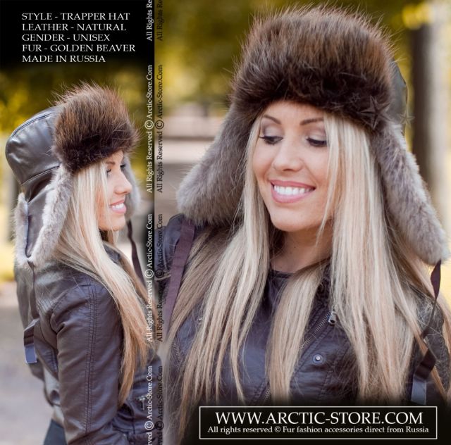 WOMEN’S TRAPPER HAT · BEAVER FUR · LEATHER