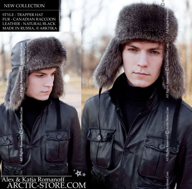 MEN’S TRAPPER HAT · CANADIAN RACCOON FUR · LEATHER