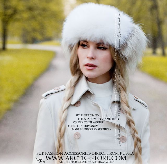 White &amp; Amber Fox Fur Headband
