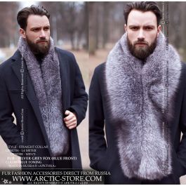 NEW MEN's Black & Silver Fox Fur Boa Collar Scarf Stole 90cm/ Arctic-Store 