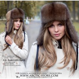Mens Ushanka Unisex Real Russian Leather & Sable Fur Trooper Hat Accessories Hats & Caps Winter Hats Trapper Hats 