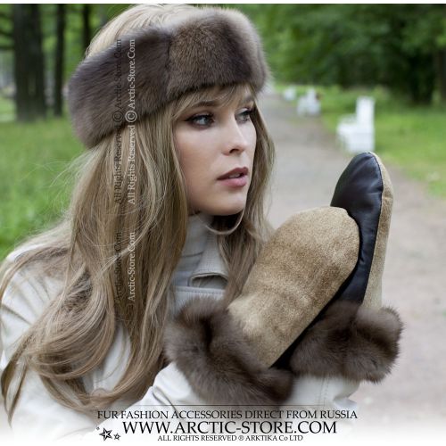 Set Barguzin Sable fur - Headband & Mitts