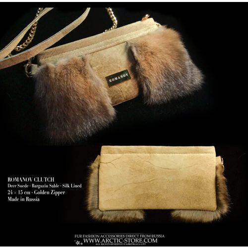 Romanov Clutch – Dark Barguzin Sable & Golden Deer Suede