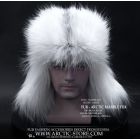 Arctic Marble Fox Fur Trapper Hat for Men - Front View Showing Marble Pattern Fur
