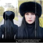 Women’s black fox fur headband with full pelt and adjustable back strap — elegant winter accessory designed for custom fit and refined styling.