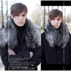 Men's fur collar 80cm, silver fox