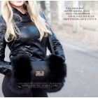 ROMANOV Fur Muff – Black Leather & Fox Trim