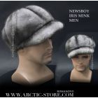 light brown pastel mink newspaper boy cap men fur winter hat