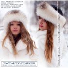 Roller fur hat, white raccoon