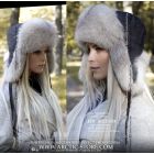 WOMEN’S TRAPPER HAT · POLAR FOX FUR · GREY DENIM