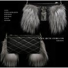 Silver fox fur clutch with quilted leather back and signature Romanov design