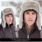shearling trapper hat beige fur dark leather men side