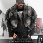 Men's wide pelerine, Silver fox