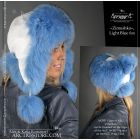 Women’s Bomber Hat · Sky Blue Fox Fur · Leather · Poms