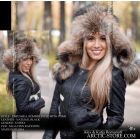 Women’s Bomber Hat · Russian Raccoon Fur · Leather · Poms