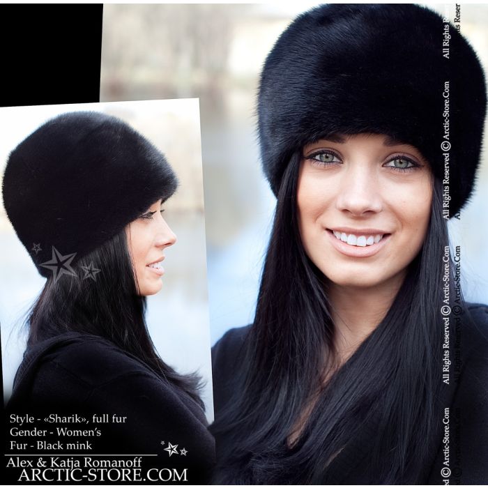 Round full fur hat, mink scanblack / arctic-store – Arctic Store