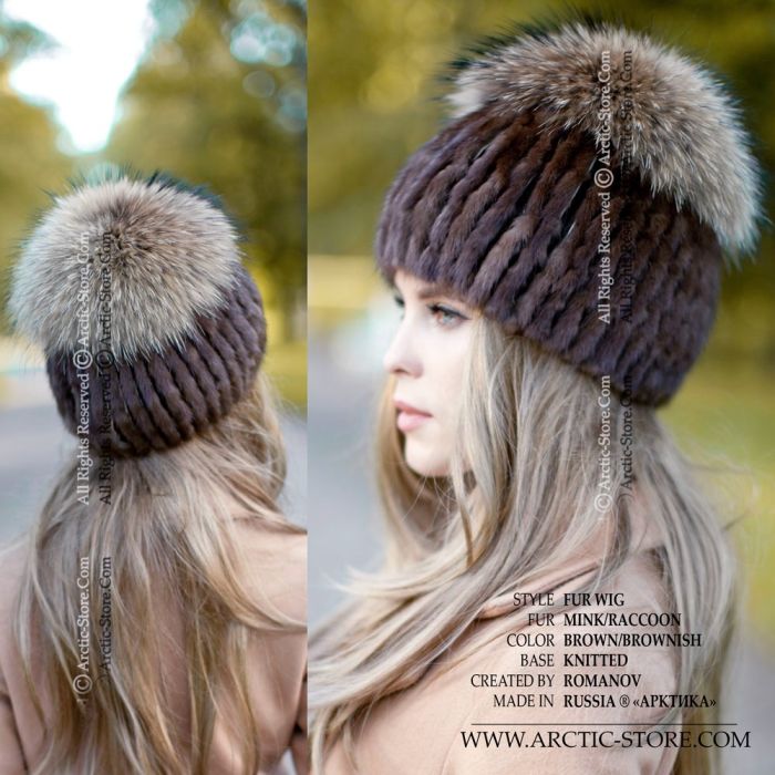 Fur mink beanie wig with a Gold fox top – Arctic Store