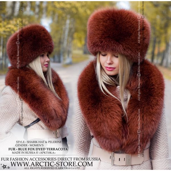 Arctic Fox Fur Full Hat Saga Furs Pink Round Hat