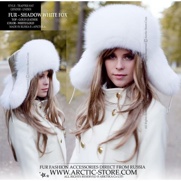 Arctic Fox & Mink Fur Trapper Hat Saga Furs Pure White Furs Ushanka Aviator Hat Accessories Hats & Caps Winter Hats Trapper Hats 