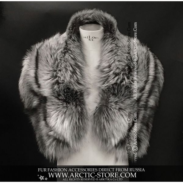 Men's fur pelerine - blue frost fox wrap - arctic-store