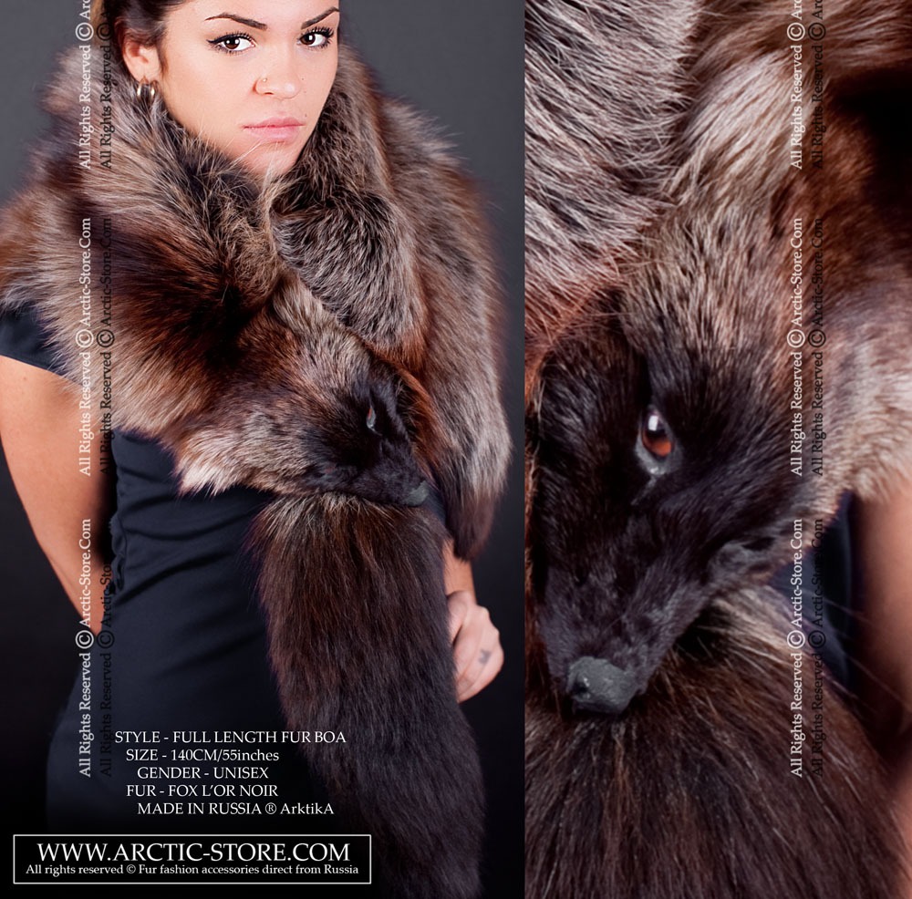 fox fur collar glass eyes mouth clip