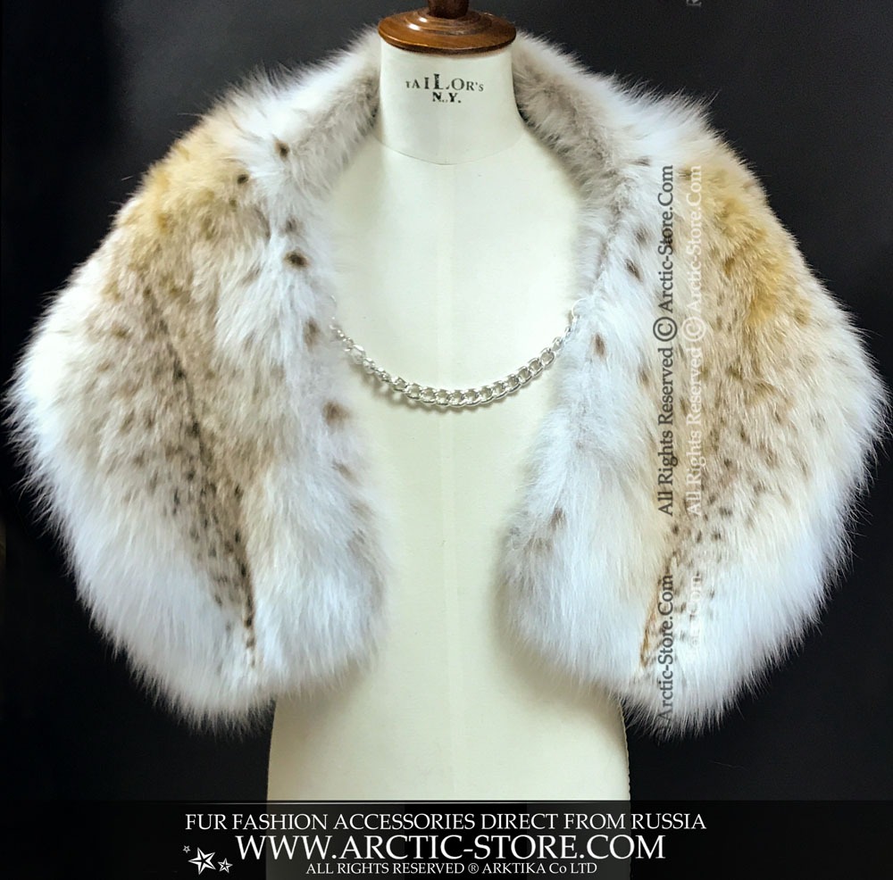 Men's Russian lynx fur pelerine with bold silver chain closure, part of the Romanov TWINFUR™ Series.